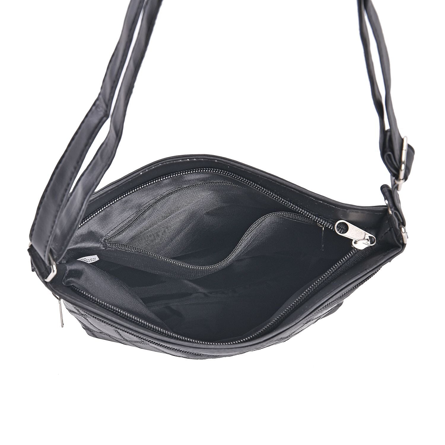 Leatherette Patchwork Shoulder Bag with Adjustable Shoulder Strap