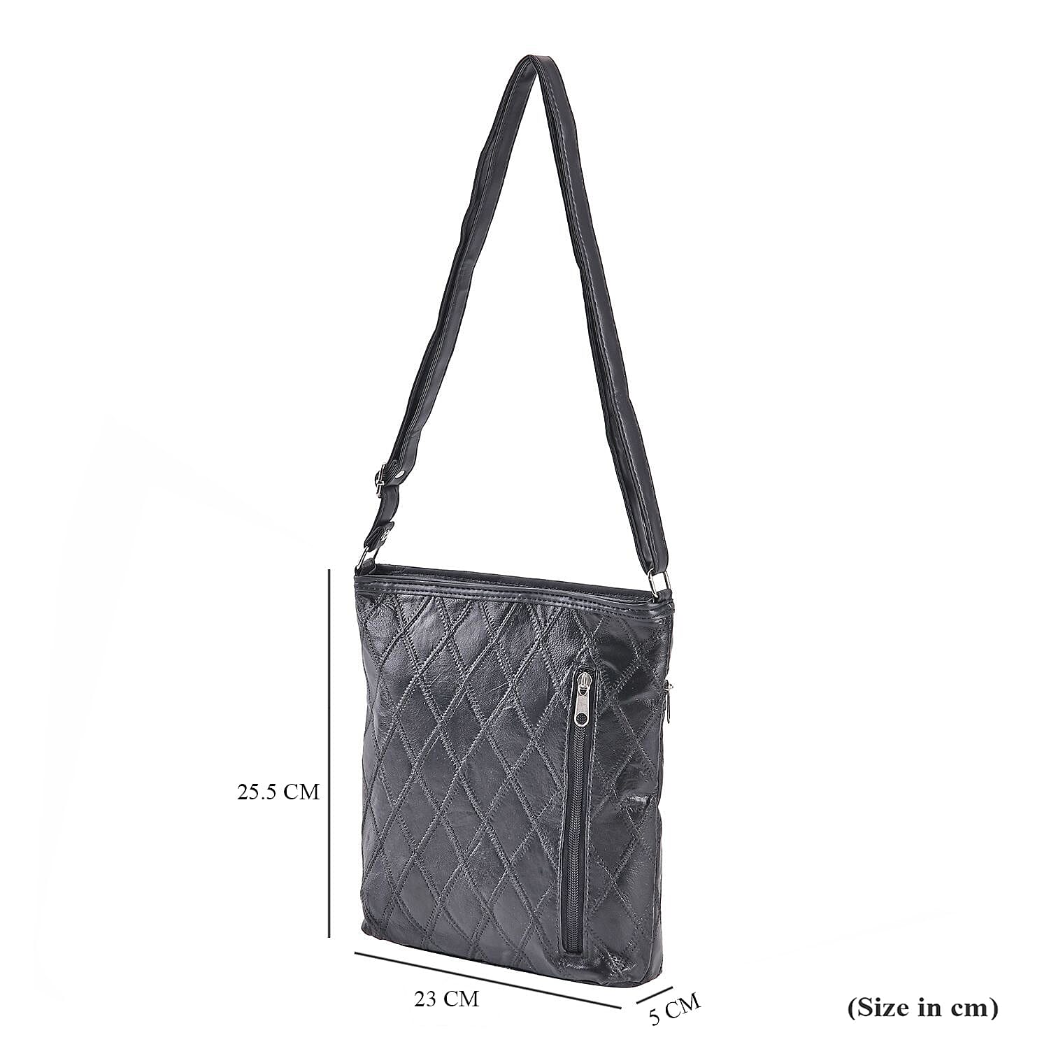 Leatherette Patchwork Shoulder Bag with Adjustable Shoulder Strap