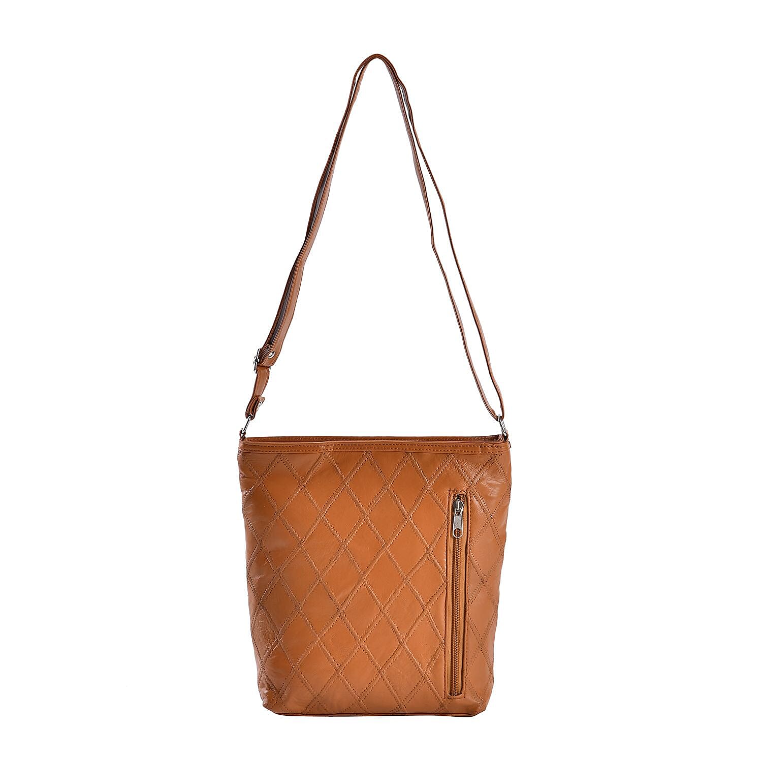 Leather Patchwork Shoulder Bag (Size 37x30x8 ) - Tan & Black