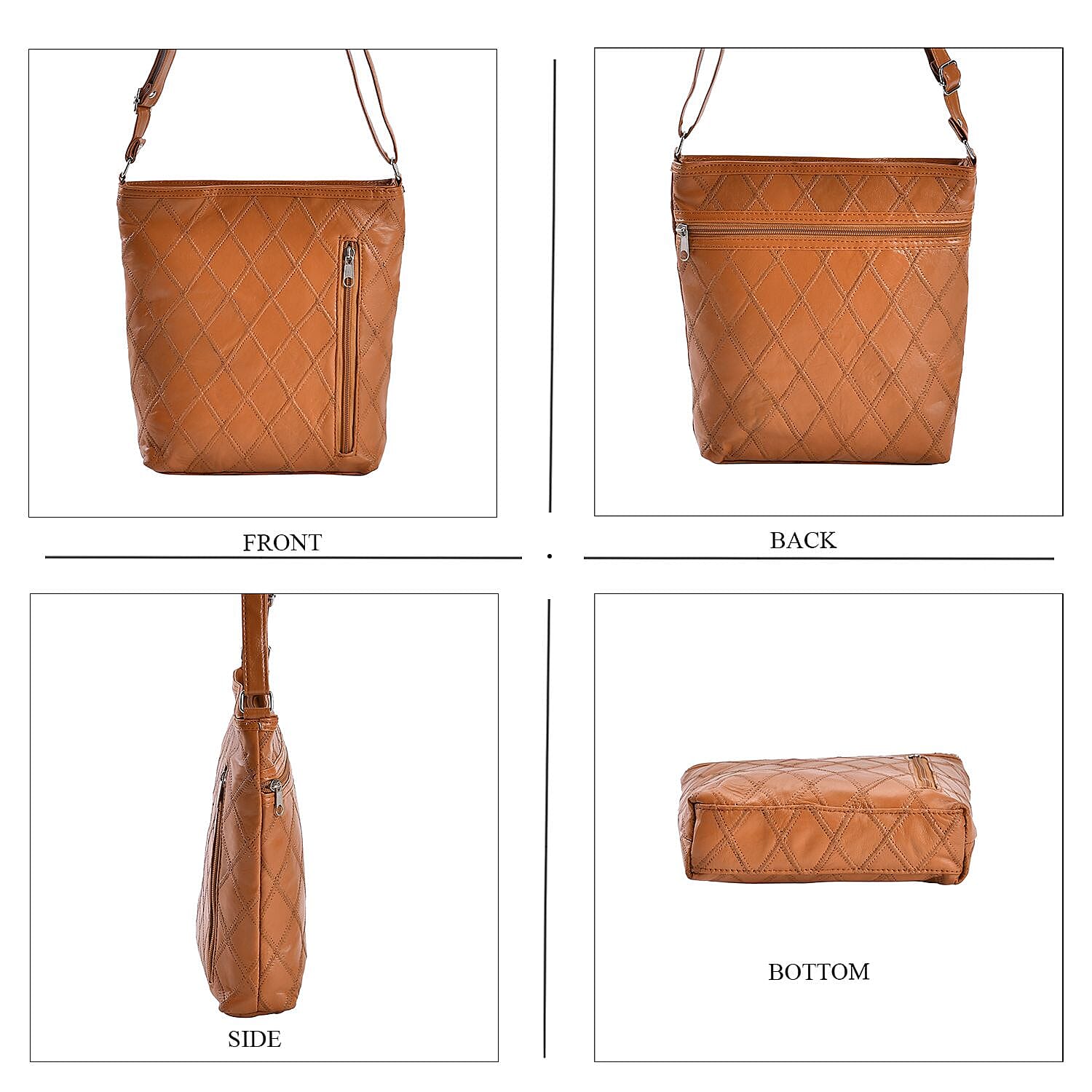 Leather Patchwork Shoulder Bag (Size 37x30x8 ) - Tan & Black