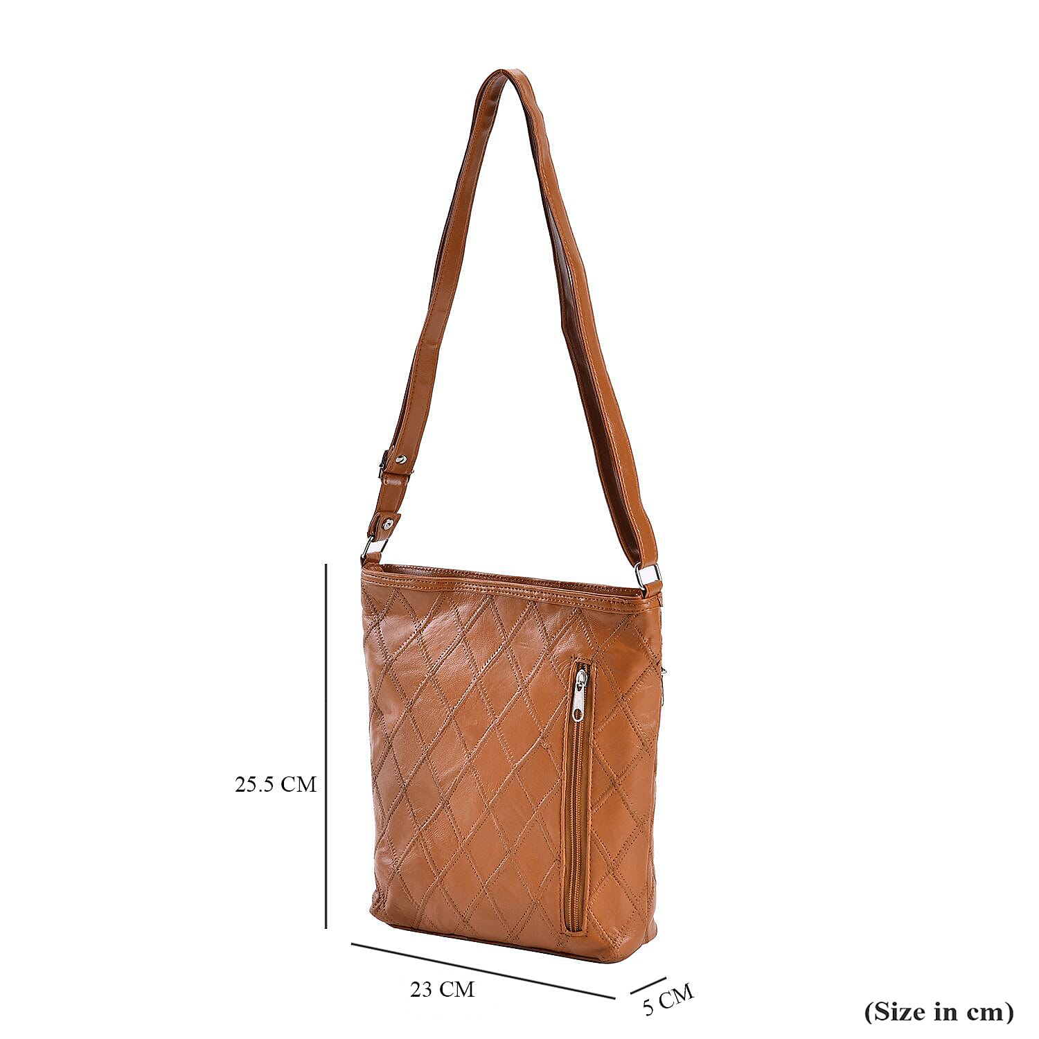 Leather Patchwork Shoulder Bag (Size 37x30x8 ) - Tan & Black