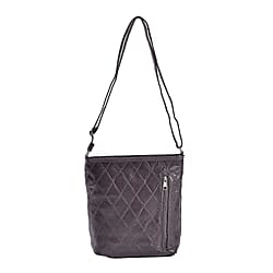 Sheepskin Leather Patchwork Shoulder Bag (Size 37x30x8 ) - Brown & Black