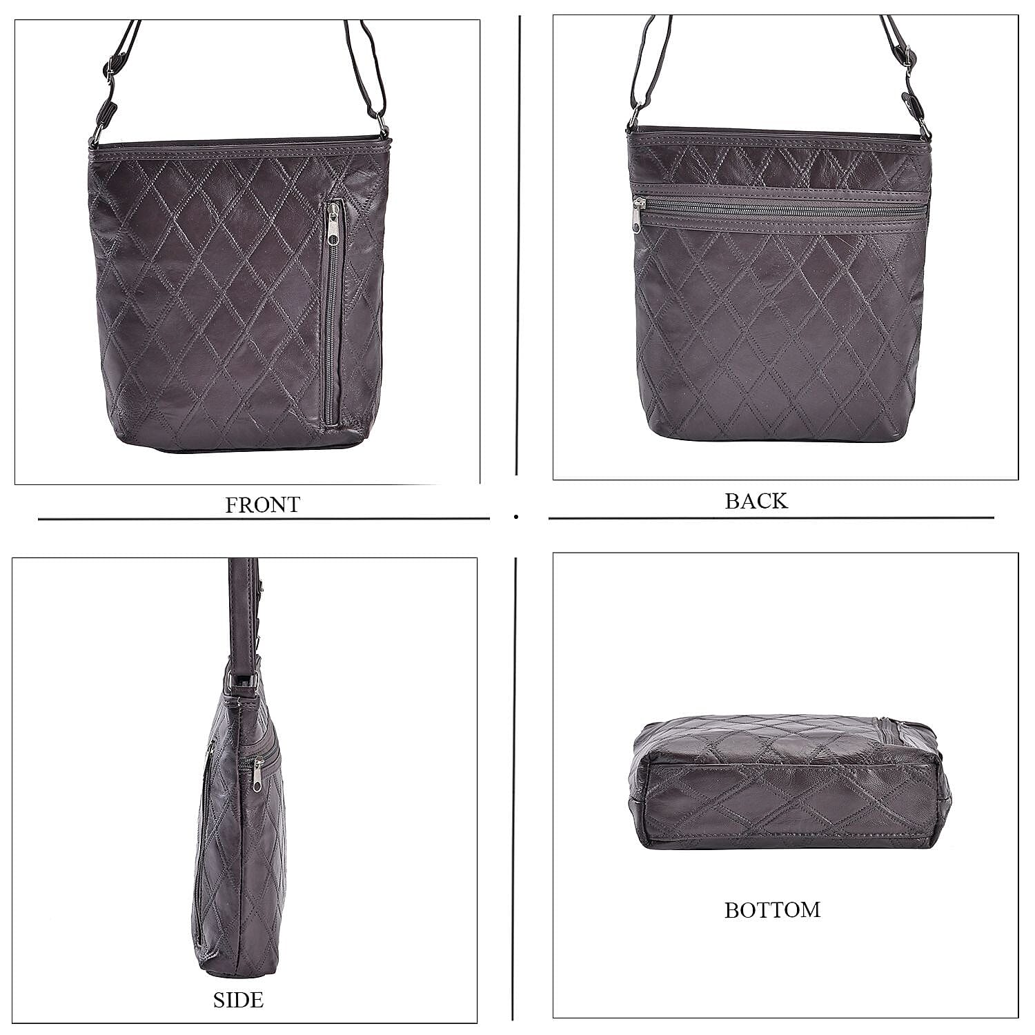 Sheepskin Leather Patchwork Shoulder Bag (Size 37x30x8 ) - Brown & Black