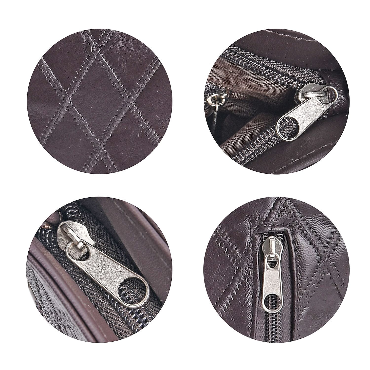 Sheepskin Leather Patchwork Shoulder Bag (Size 37x30x8 ) - Brown & Black