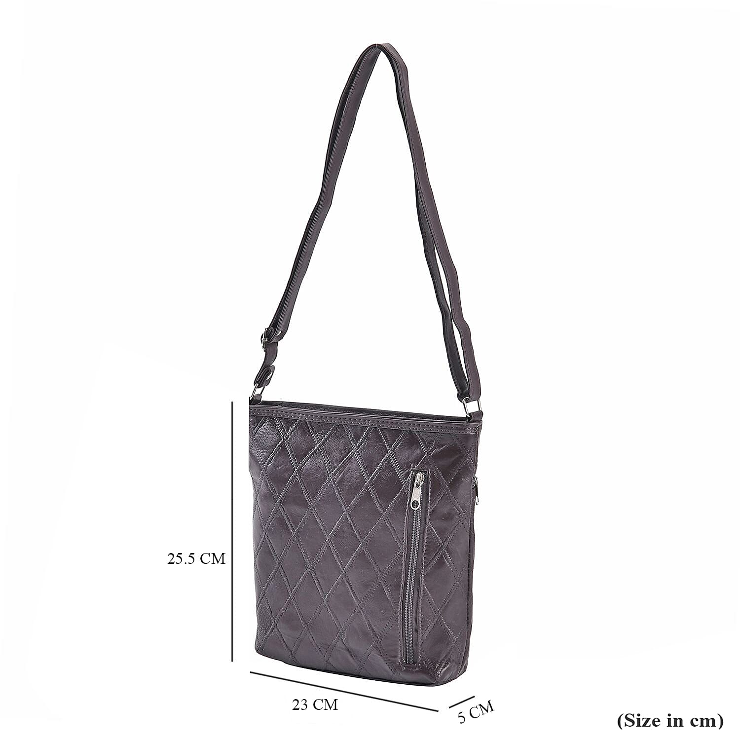 Sheepskin Leather Patchwork Shoulder Bag (Size 37x30x8 ) - Brown & Black