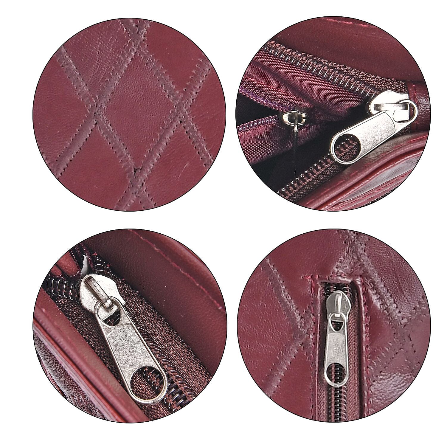 Leather Patchwork Shoulder Bag (Size 37x30x8 ) - Burgundy & Black