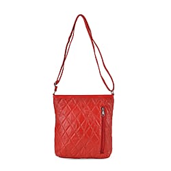 Sheepskin Leather Patchwork Shoulder Bag (Size 37x30x8 ) - Brown & Black