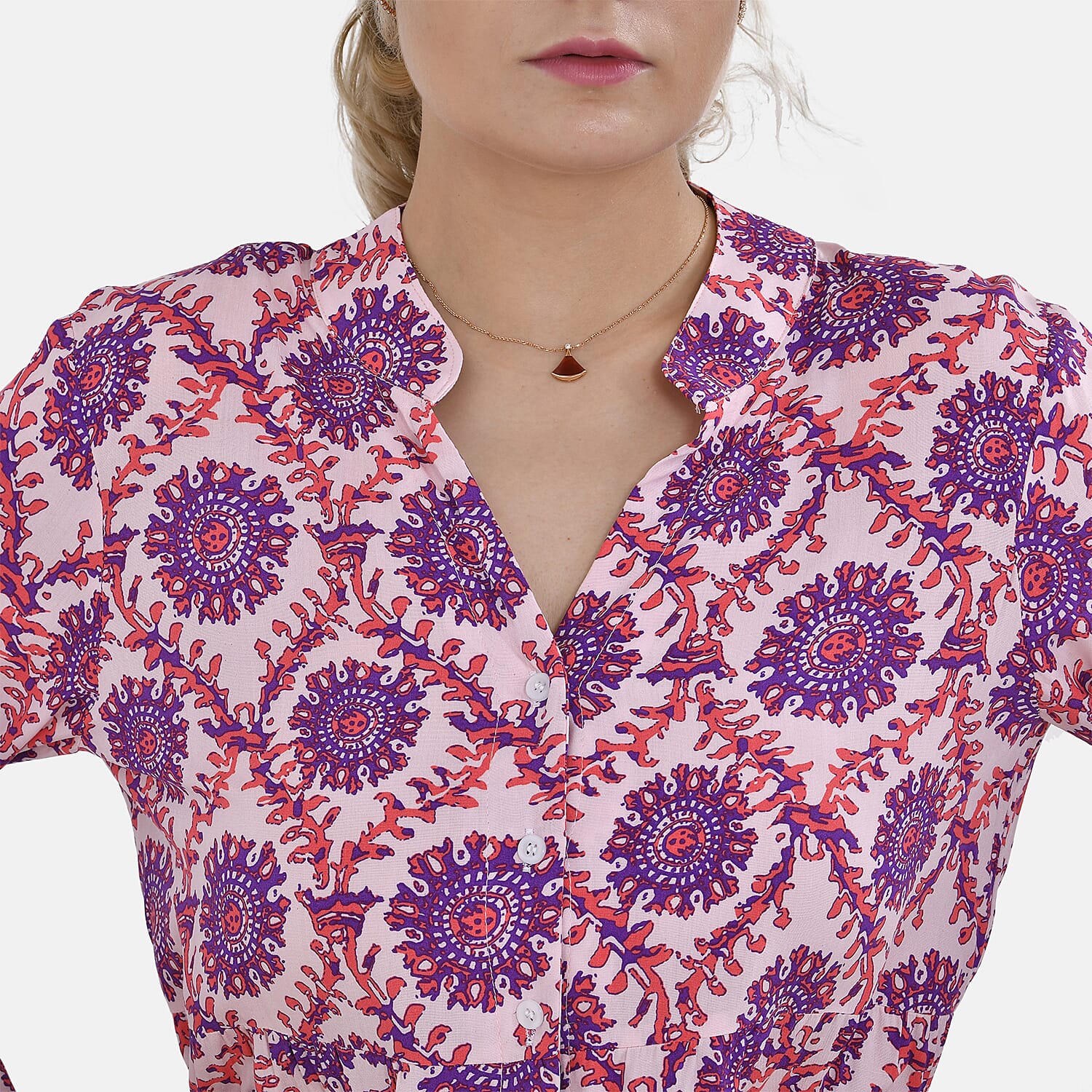 La Marey Polka Dot Pattern V-Neck Top 