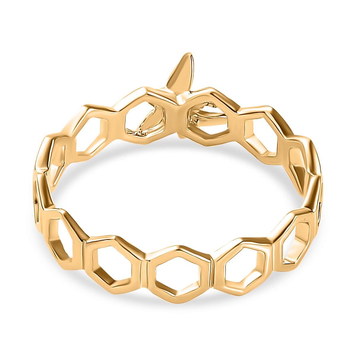 Designer Inspired - 9K Yellow Gold Honeycomb and Bee Ring