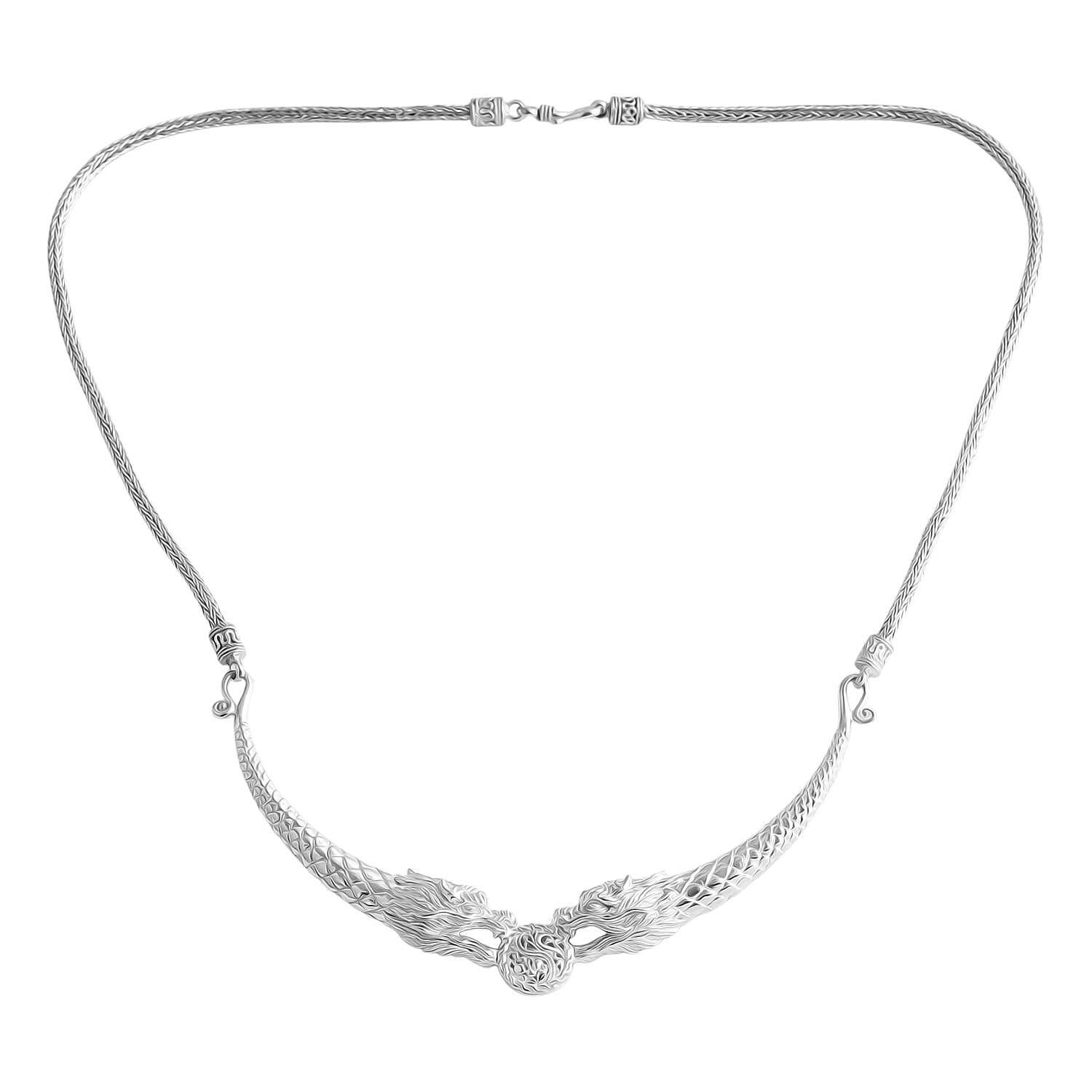 Royal Bali- Sterling Silver Dragon Necklace (Size 20), Silver Wt. 27.95 Gms.