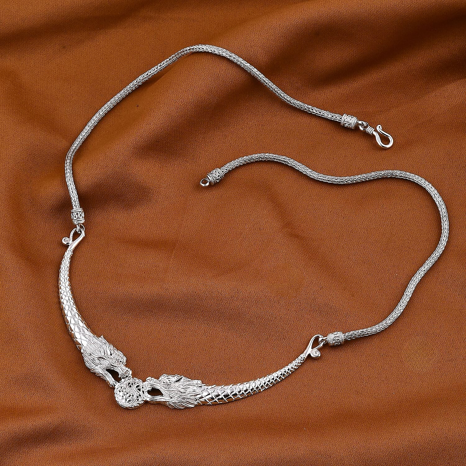 Royal Bali- Sterling Silver Dragon Necklace (Size 20), Silver Wt. 27.95 Gms.