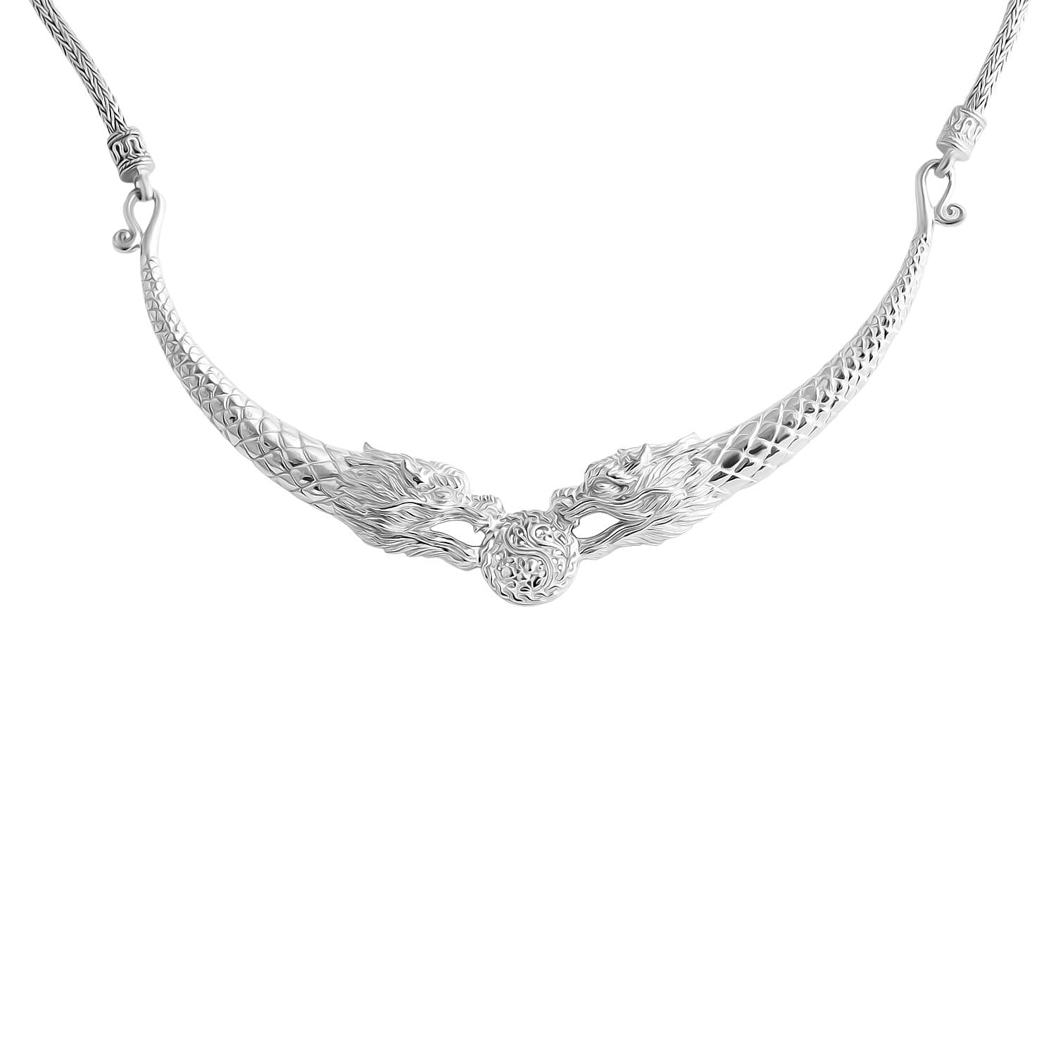 Royal Bali- Sterling Silver Dragon Necklace (Size 20), Silver Wt. 27.95 Gms.