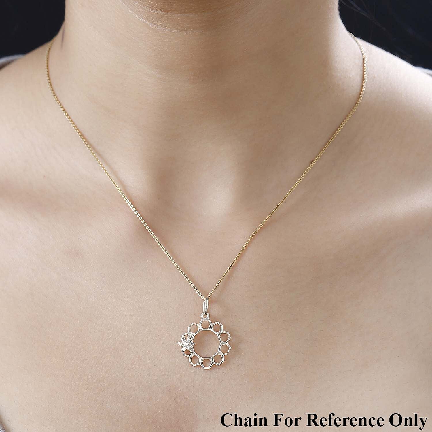 Designer Inspired - 9K Yellow Gold Honeycomb and Bee Pendant