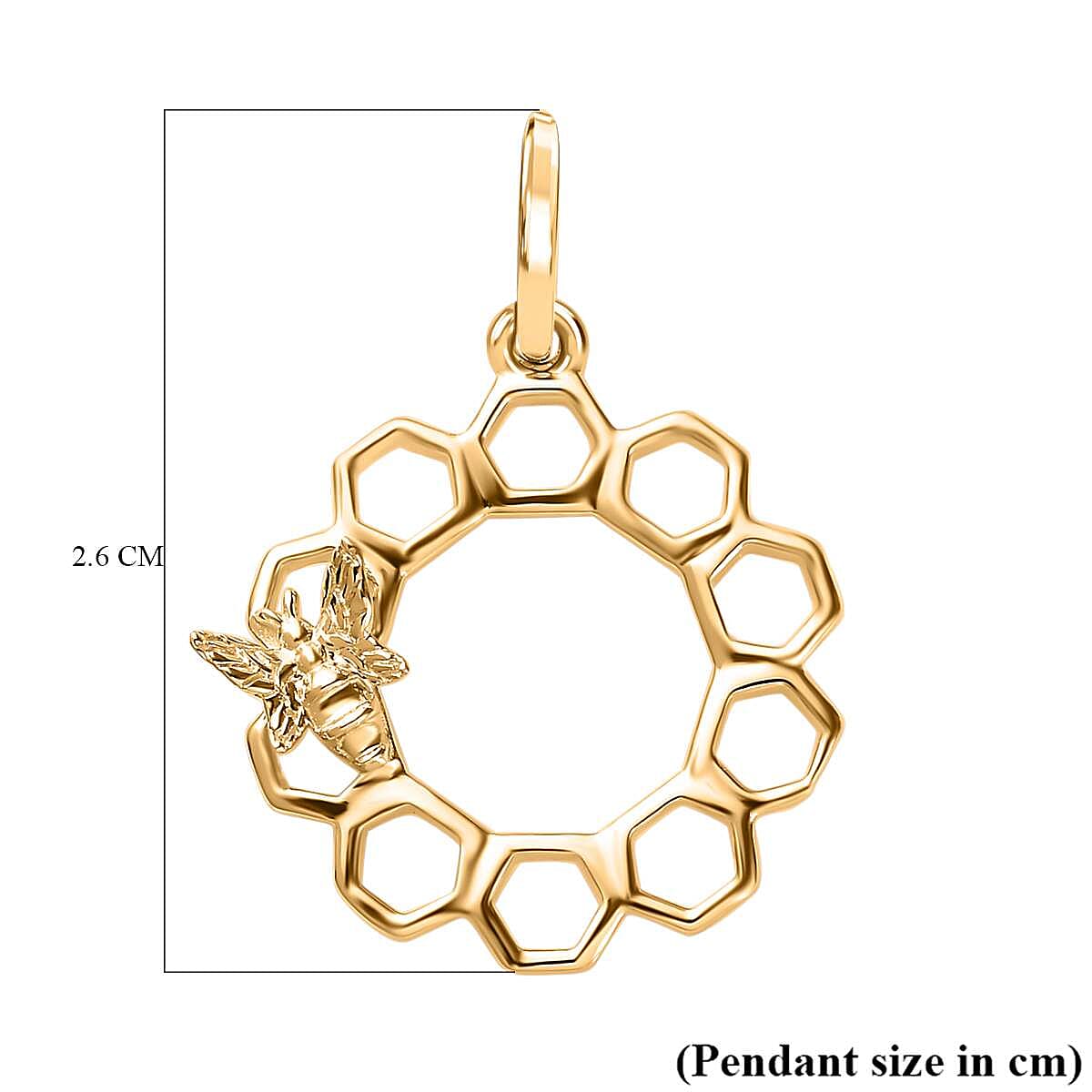 Designer Inspired - 9K Yellow Gold Honeycomb and Bee Pendant