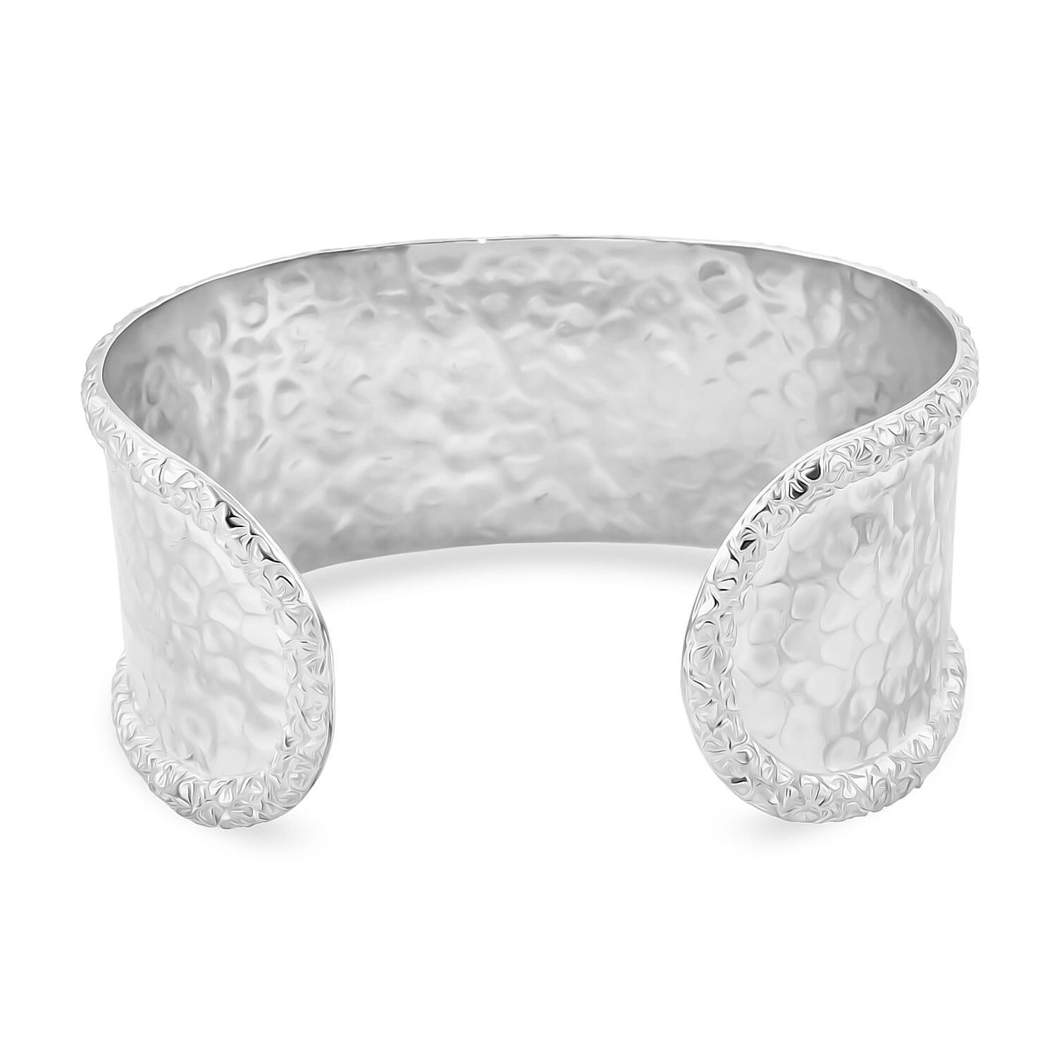 Royal Bali Collection - Handmade Sterling Silver Cuff Bangle (Size-7.5), Silver Wt. 31.58 Gms