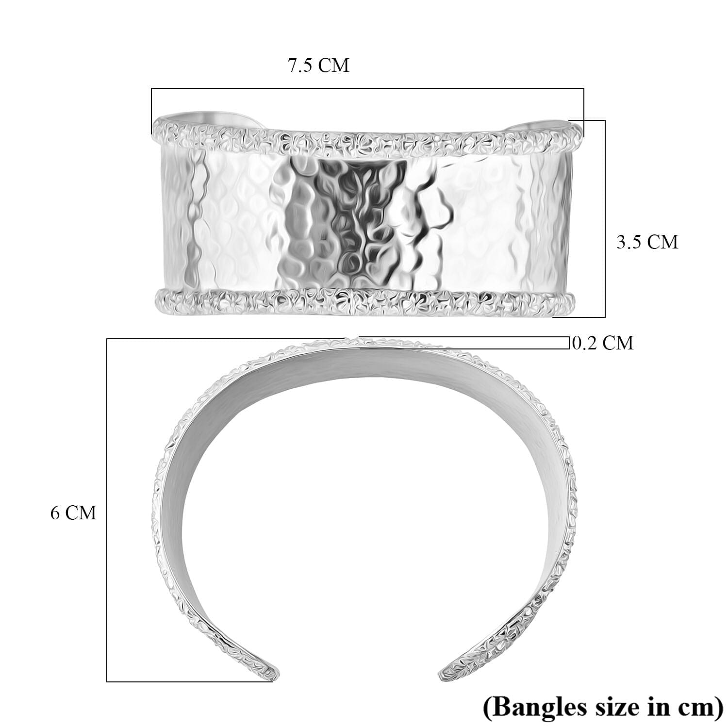 Royal Bali Collection - Handmade Sterling Silver Cuff Bangle (Size-7.5), Silver Wt. 31.58 Gms