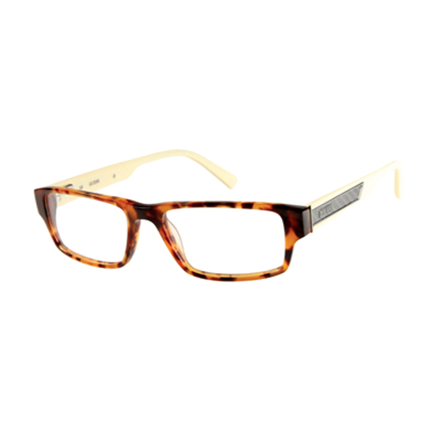 GUESS Rectangular Tort Unisex Eyeframes with Crease Sides (Power 4.0) - Cream