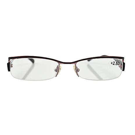 GUESS Half Rim Metal Readers (Power 2.5) - Brown