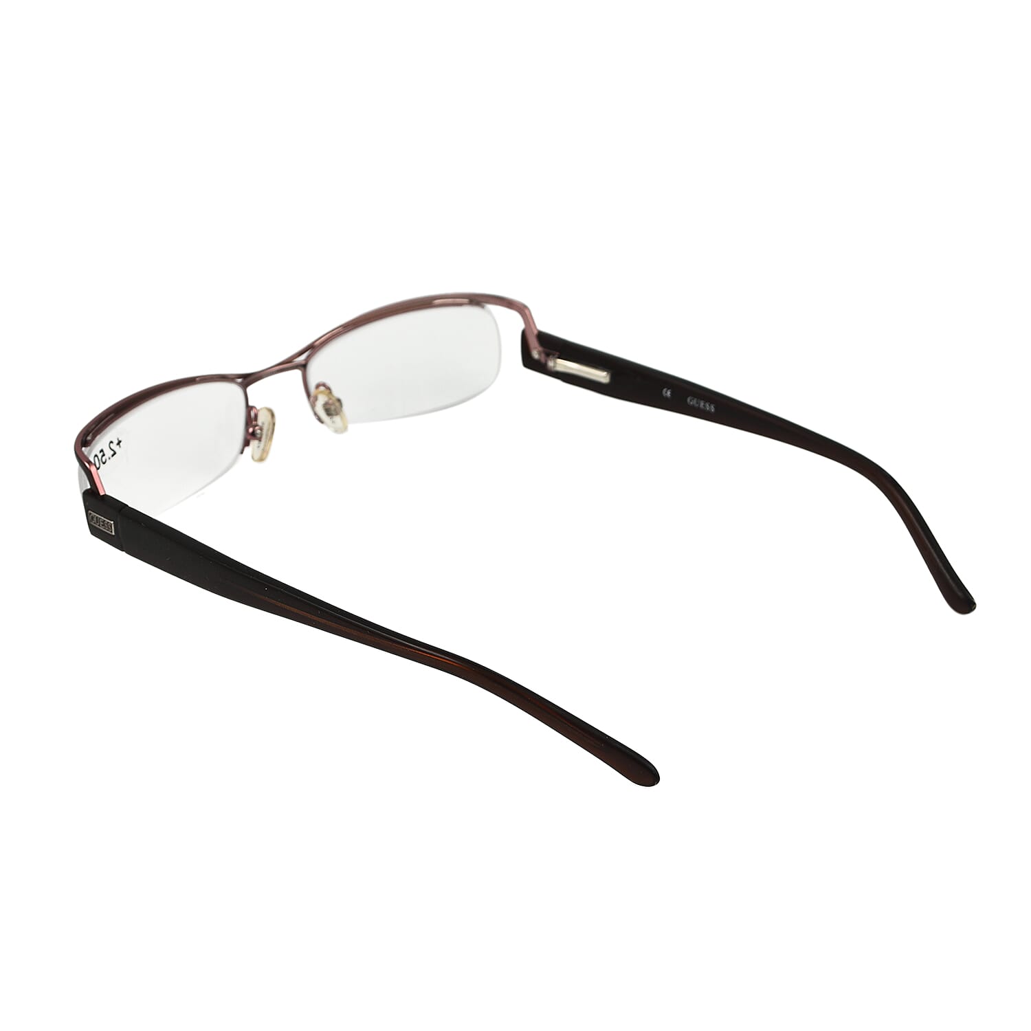 GUESS Half Rim Metal Readers (Power 2.5) - Brown