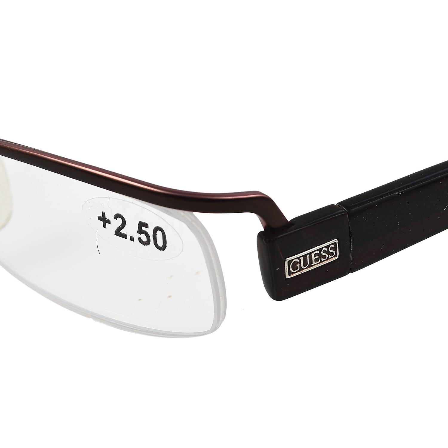 GUESS Half Rim Metal Readers (Power 2.5) - Brown