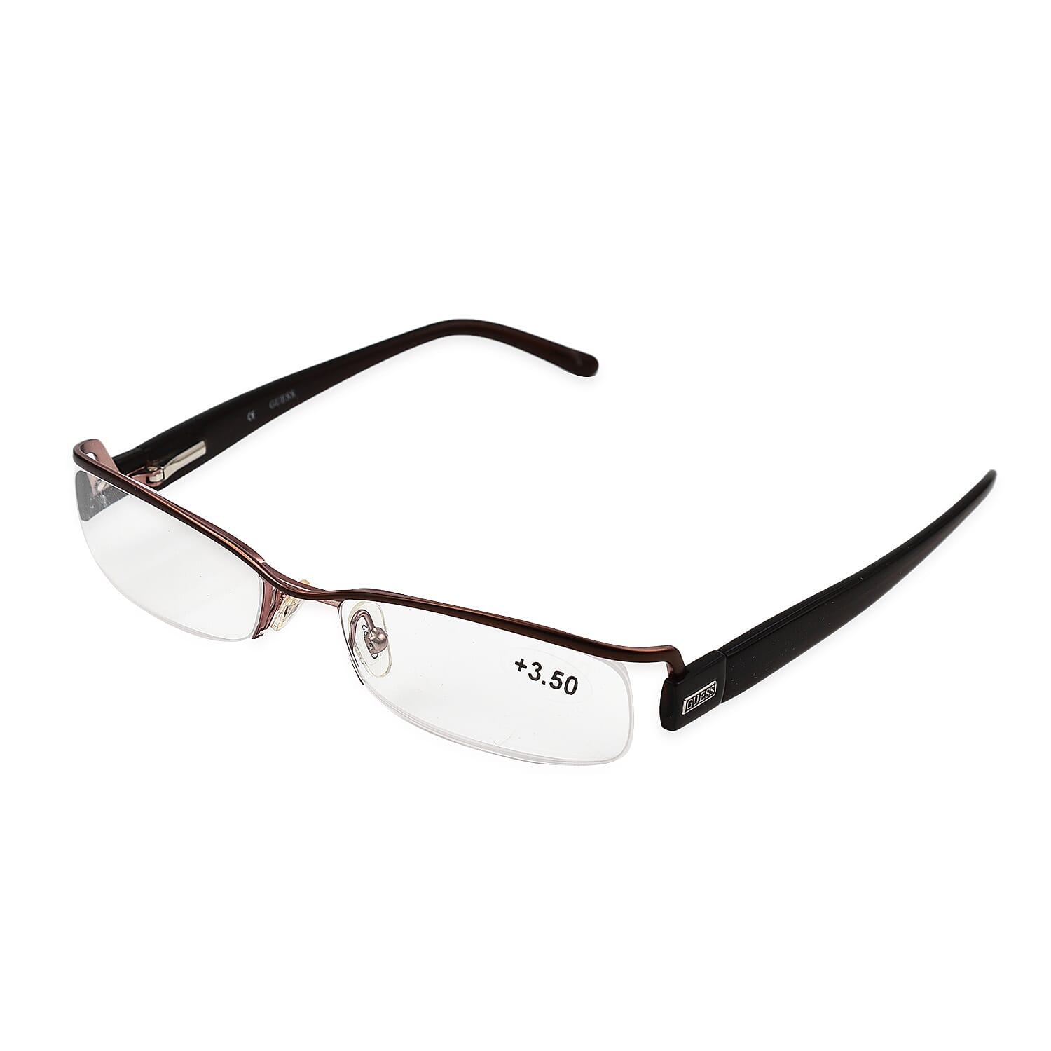 GUESS Half Rim Metal Readers (Power 3.5)  - Brown