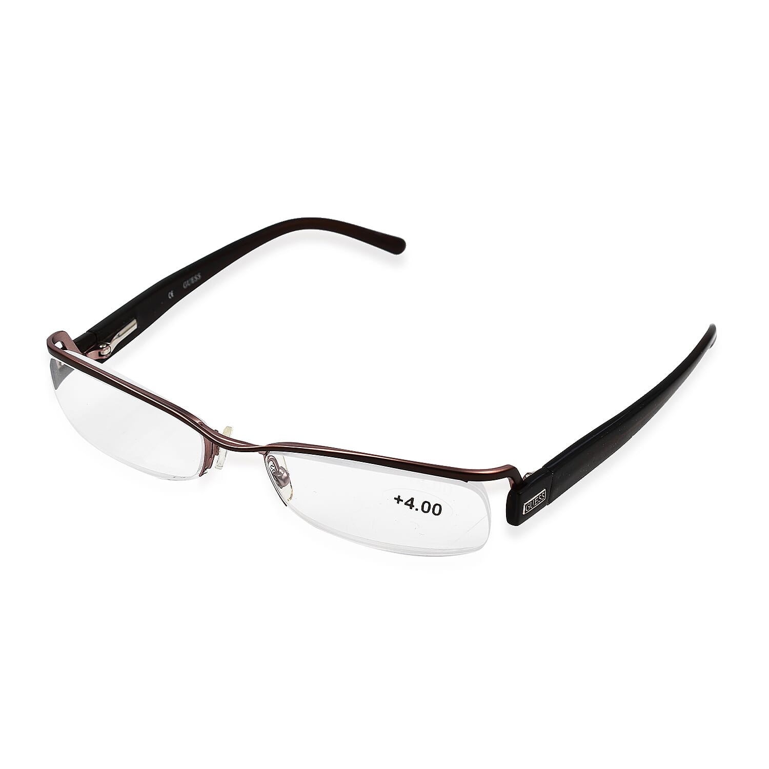 GUESS Half Rim Metal Readers (Power 4.0) - Brown