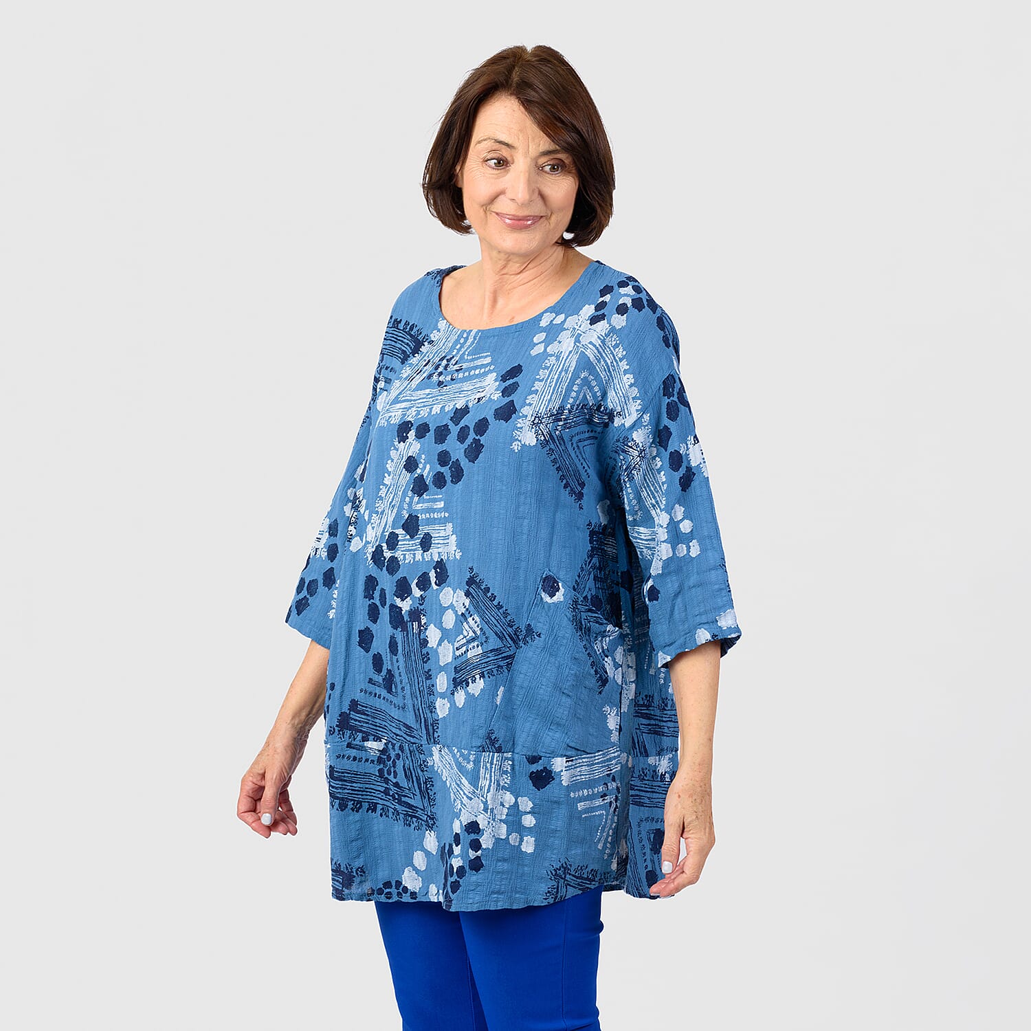 100% Cotton Mudflower Pocket Tunic (One Size) - Denim