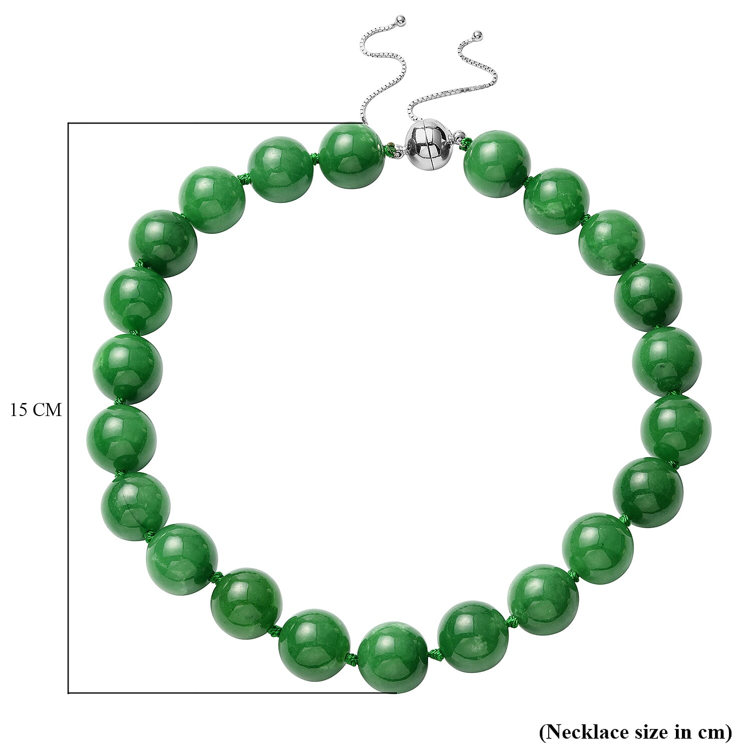 Green Jadeite Jade Adjustable Necklace (Size - 18-4 Inch) in Rhodium Overlay Sterling Silver 720.00 Ct