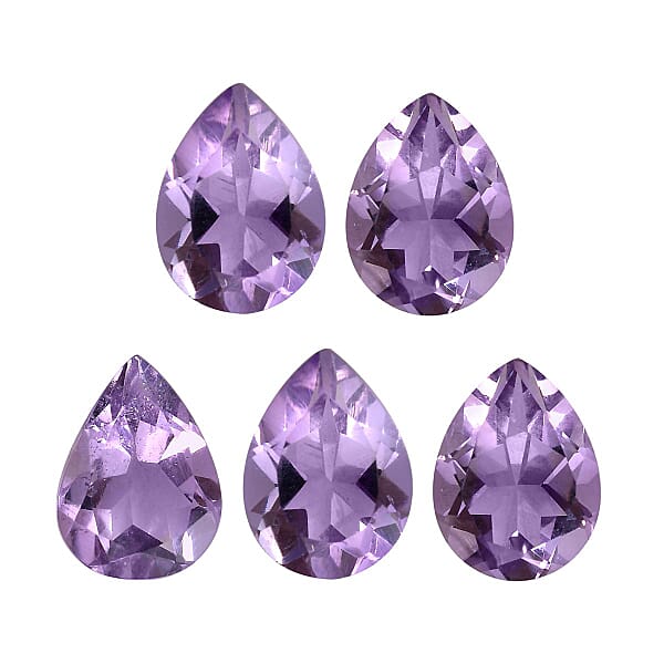 Set of 5 Pink Amethyst Loose Gemstones in Pear Cut (8x6mm) 7751255 TJC