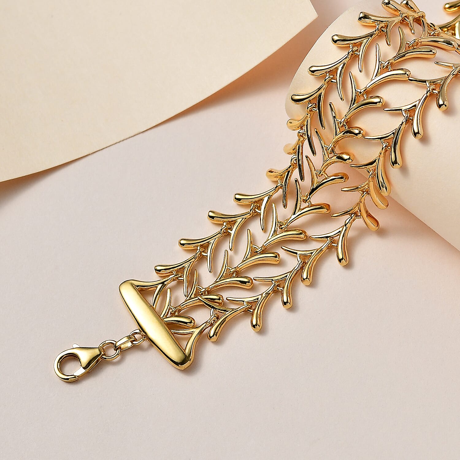 Lucy Q Sycamore Collection - 18K YG Vermeil Plated Sterling Silver  Bracelet (Size - 8), Silver Wt. 32.26 Gms