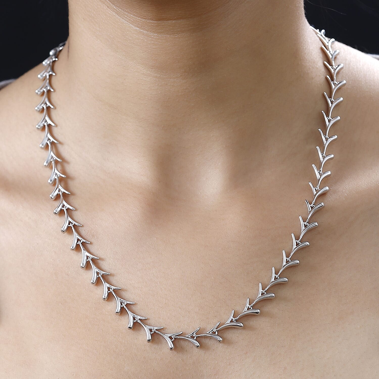 Lucy Q Sycamore Collection - Platinum Overlay Sterling Silver Necklace (Size - 20), Silver Wt. 35 Gms