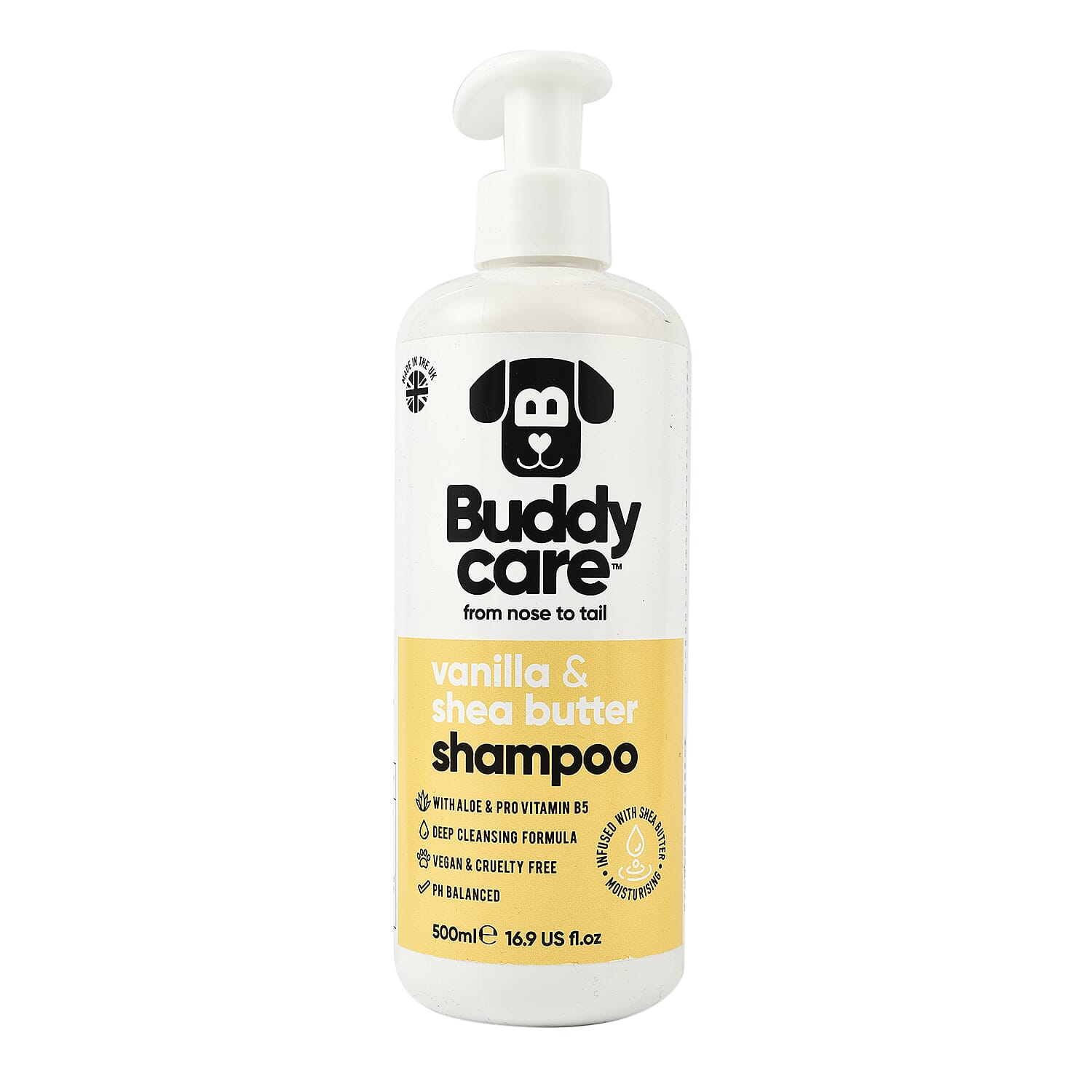 Buddy Care Vanilla & Shea Butter Dog Shampoo with Aloe & Pro Vitamin B5 - 500ml