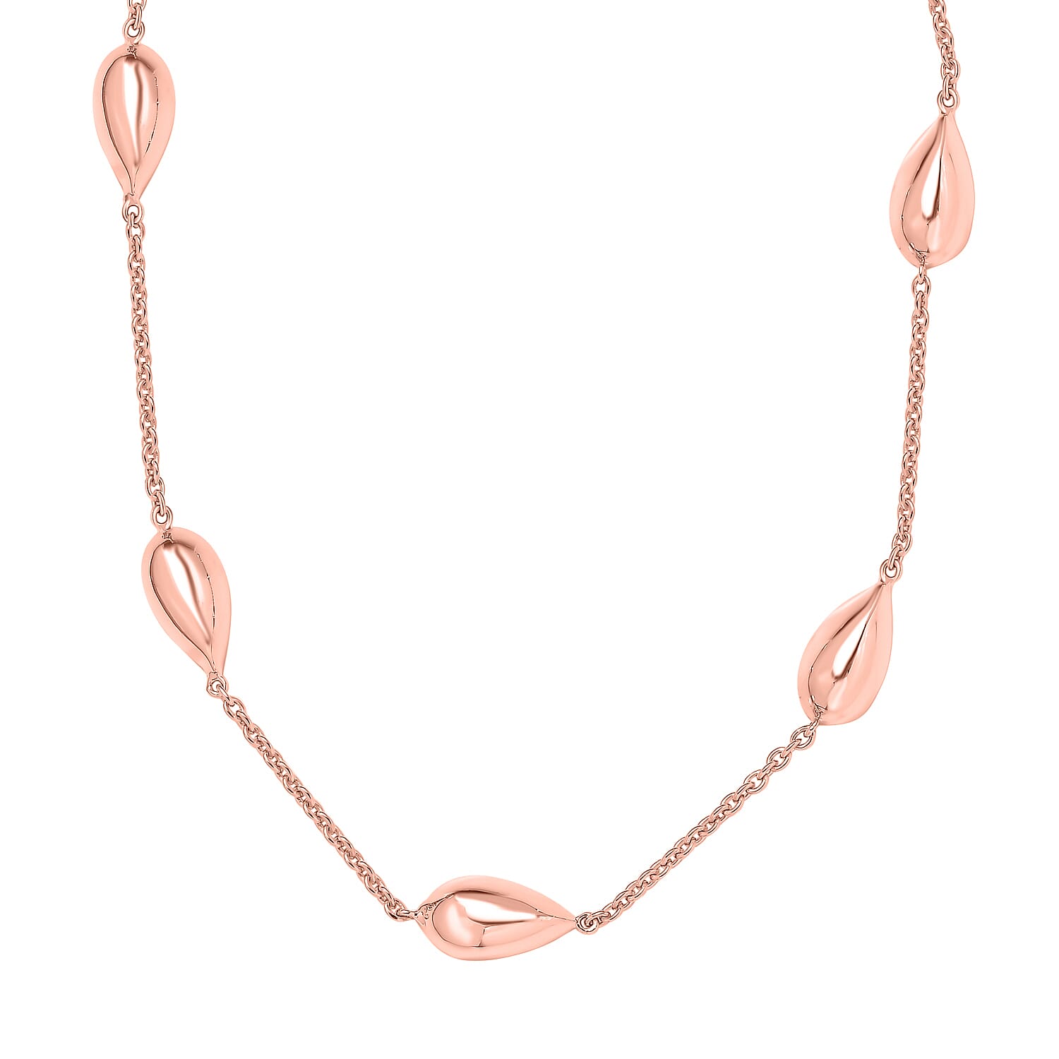 Lucy Q Tears Collection - 18K RG Vermeil Plated Sterling Silver Necklace (Size - 20), Silver Wt. 28.18 Gms