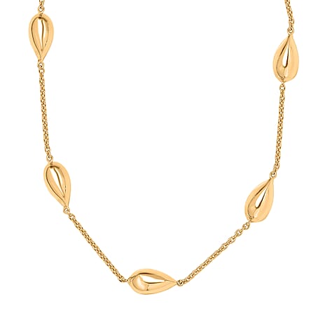 Lucy Q Tears Collection - 18K YG Vermeil Plated Sterling Silver Necklace (Size - 20), Silver Wt. 28.18 Gms