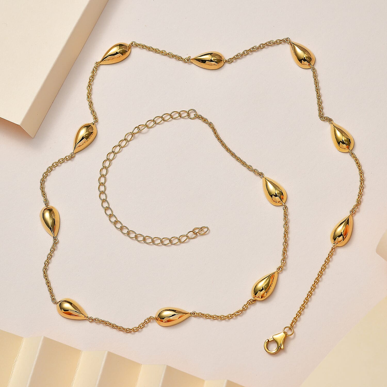 Lucy Q Tears Collection - 18K YG Vermeil Plated Sterling Silver Necklace (Size - 20), Silver Wt. 28.18 Gms