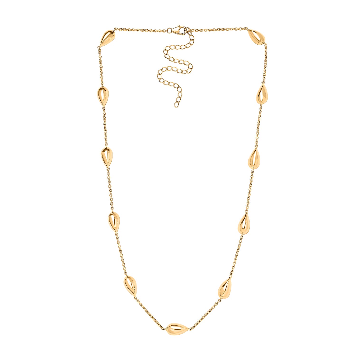 Lucy Q Tears Collection - 18K YG Vermeil Plated Sterling Silver Necklace (Size - 20), Silver Wt. 28.18 Gms