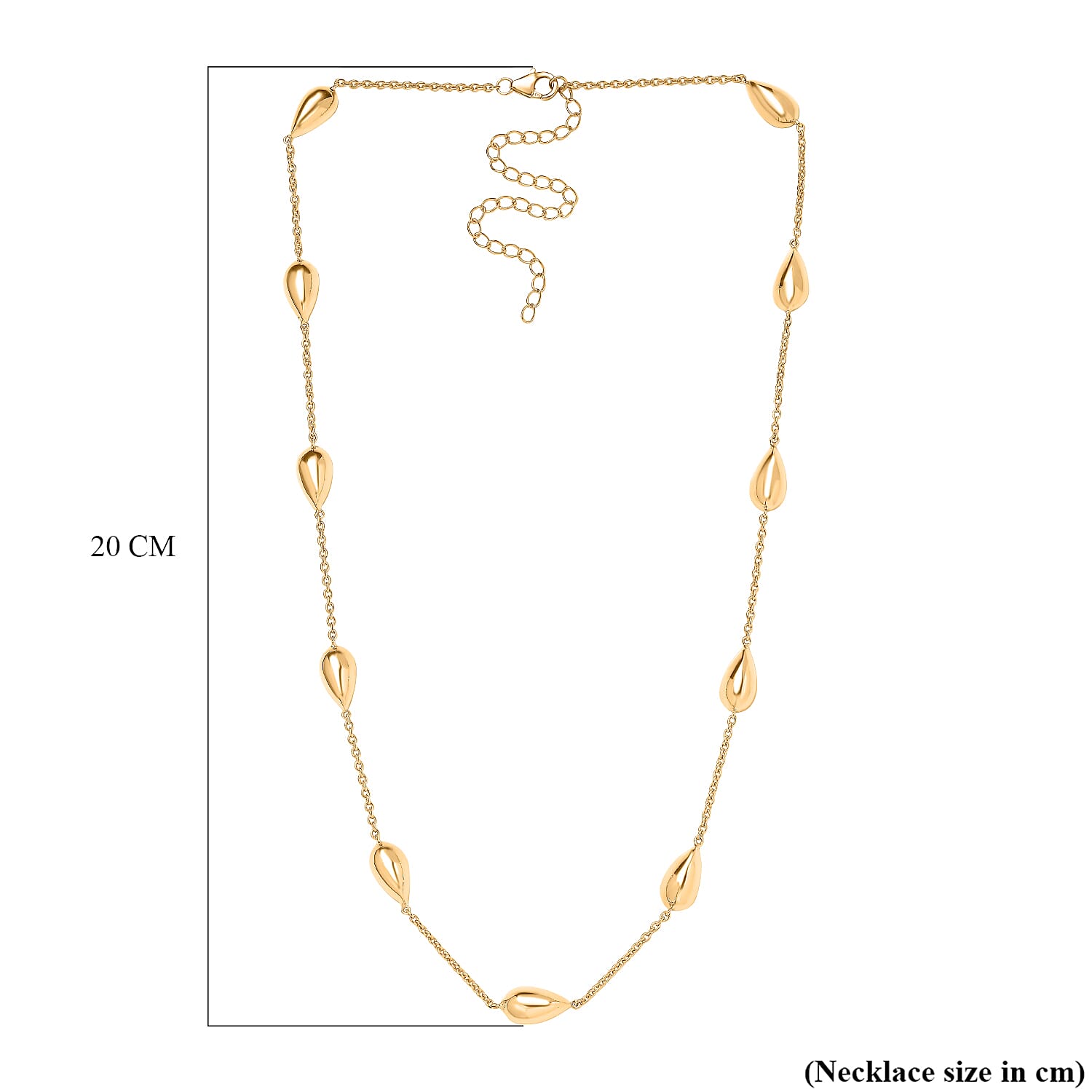 Lucy Q Tears Collection - 18K YG Vermeil Plated Sterling Silver Necklace (Size - 20), Silver Wt. 28.18 Gms