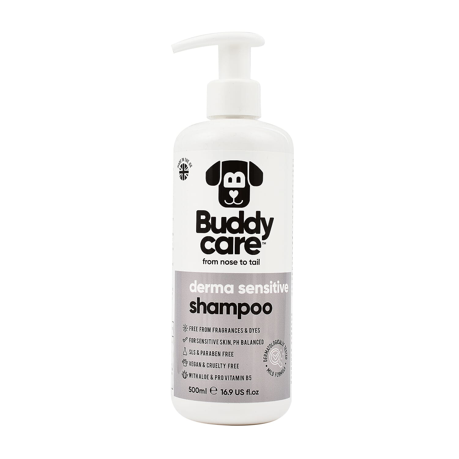 Buddy Care Derma Sensitive Skin Dog Shampoo with Aloe Vera & Pro Vitamin B5 500ml