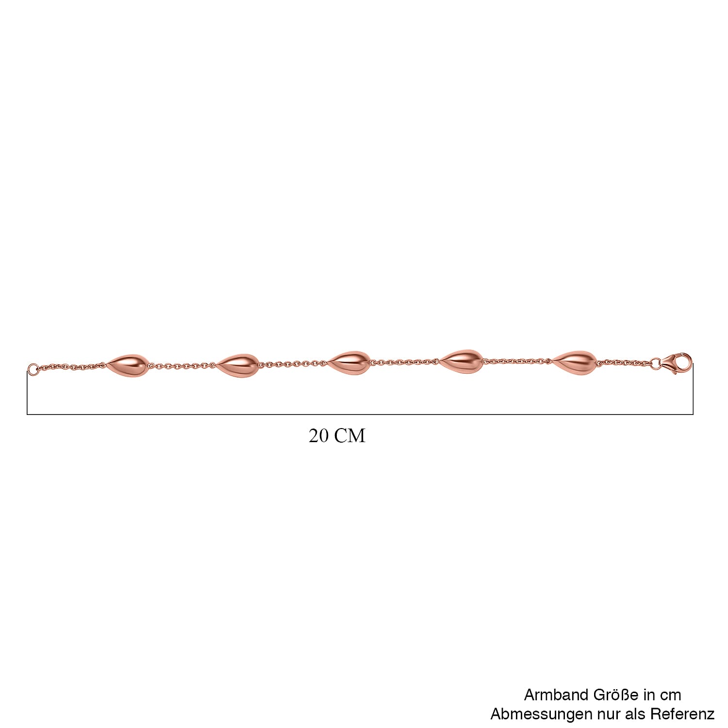 Lucy Q Tears Collection - 18K RG Vermeil Plated Sterling Silver Chain Bracelet (Size - 8), Silver Wt. 12.19 Gms