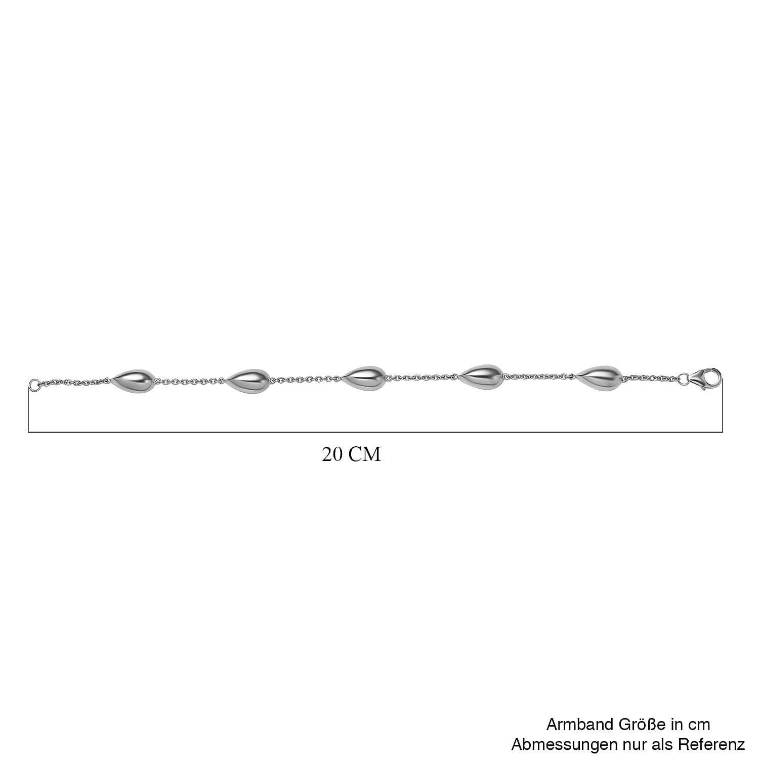 Lucy Q Tears Collection - Platinum Overlay Sterling Silver Chain Bracelet (Size - 8),  Silver Wt. 12.1 Gms