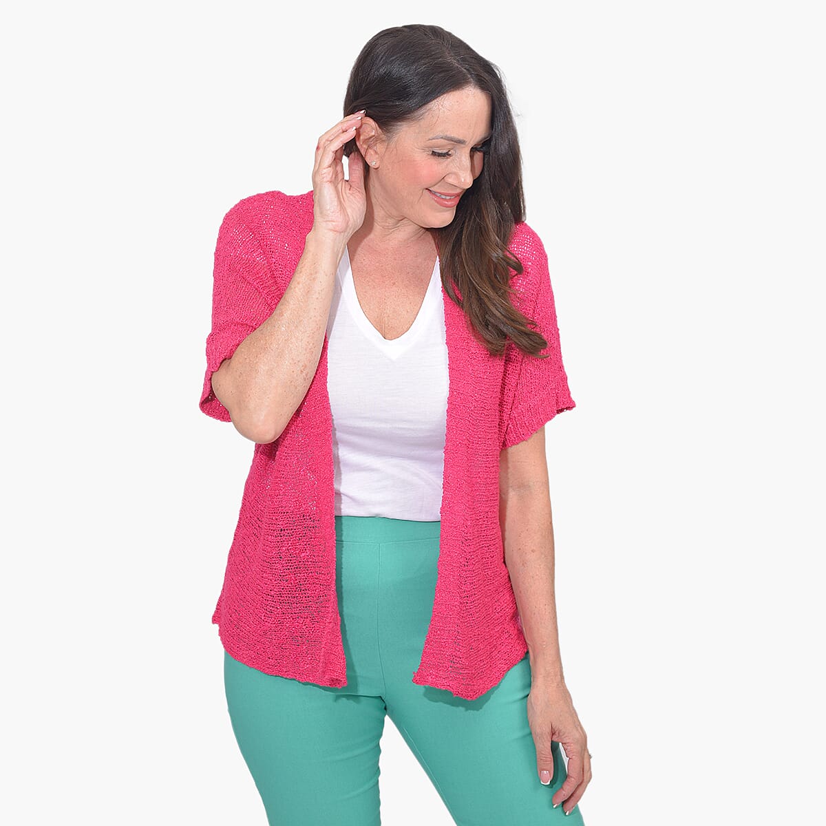 Acrylic Cardigan (Size 1x1 cm) - Pink