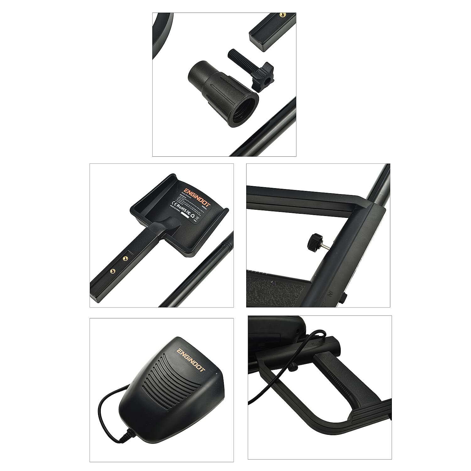 Metal Detector with LED Display, Waterproof Coil & Carrying Case Black