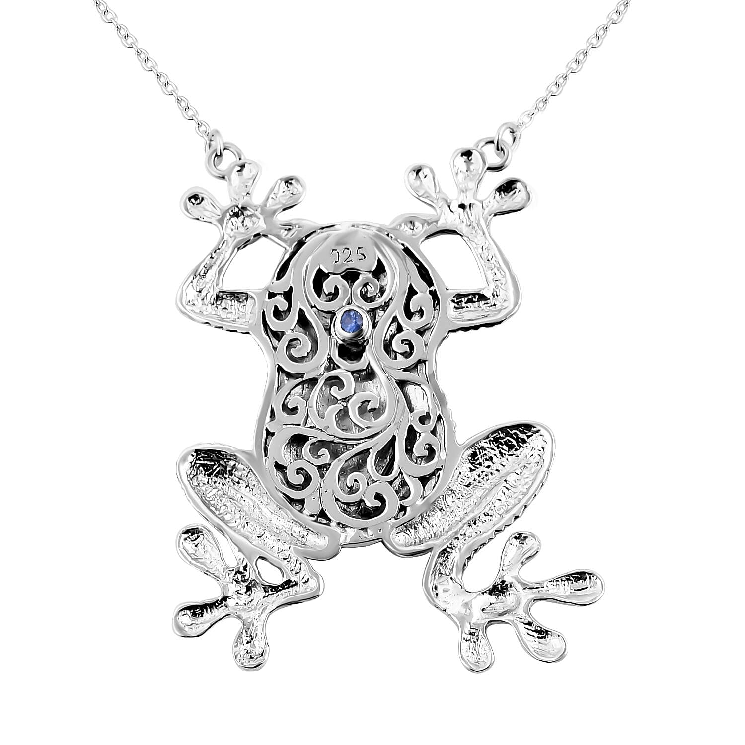 GP Italian Garden Collection - Boi Ploi Black Spinel Frog Necklace (Size - 20) in Sterling Silver