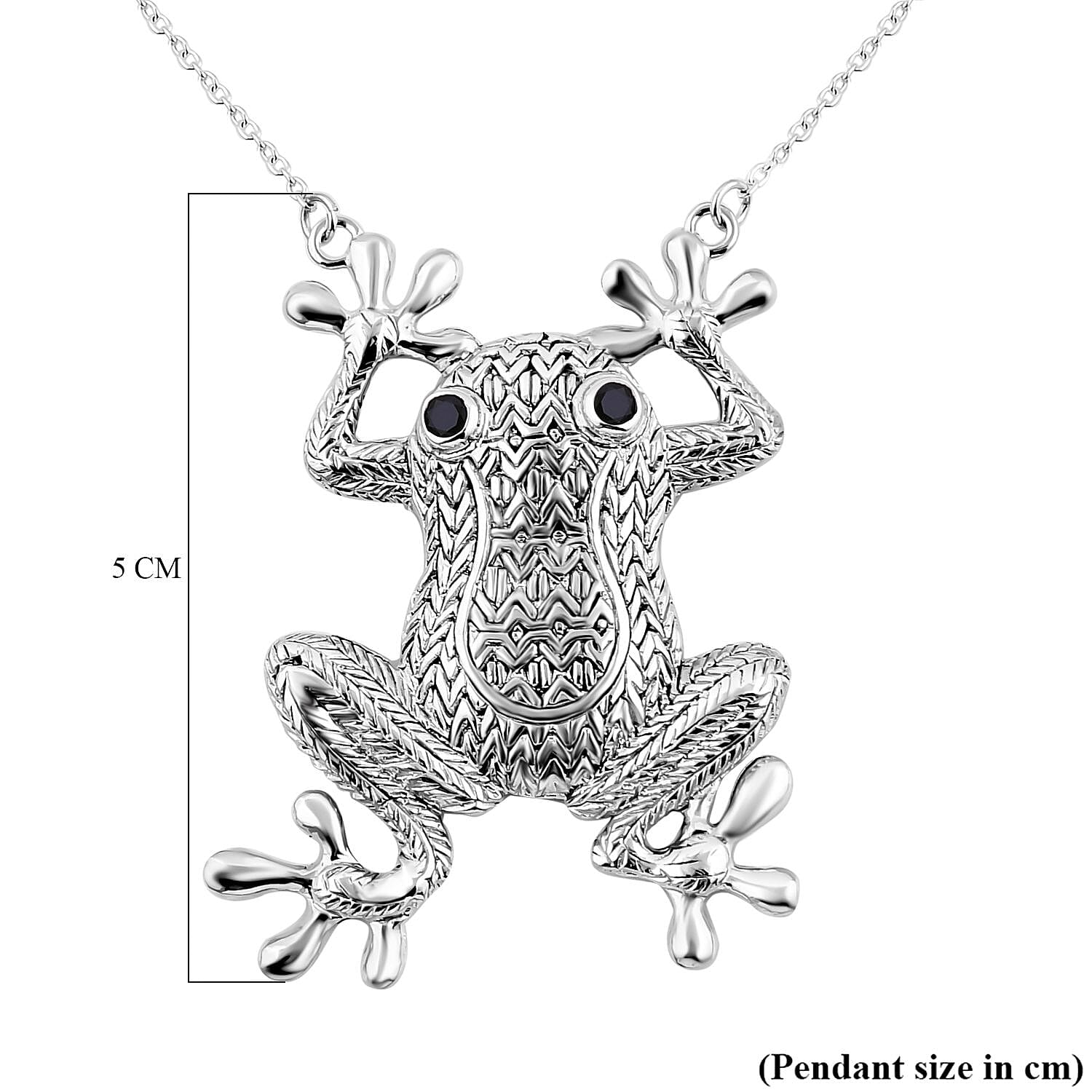 GP Italian Garden Collection - Boi Ploi Black Spinel Frog Necklace (Size - 20) in Sterling Silver