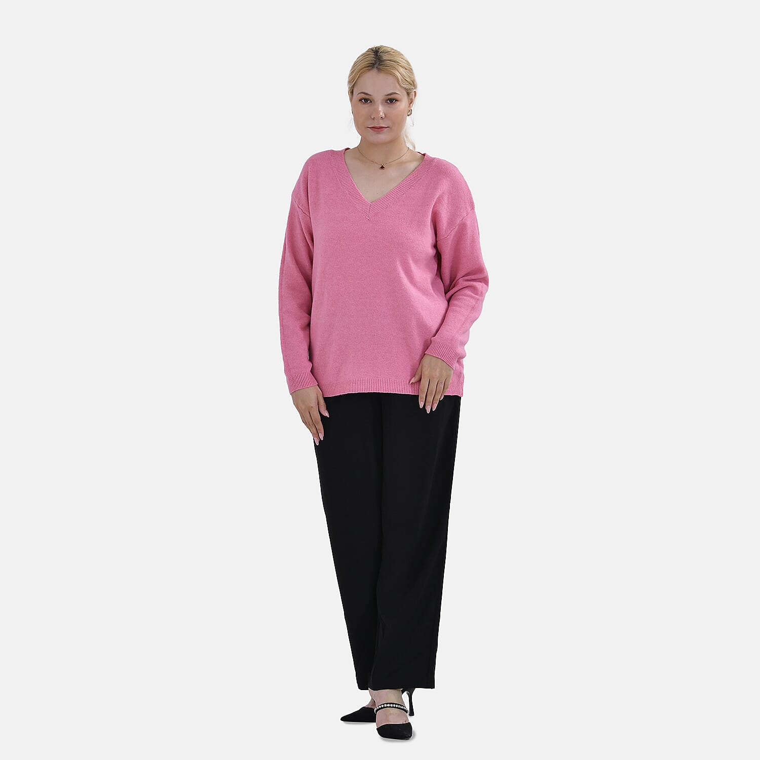 La Marey V-Neck Super Soft Jumper (Size S - 8  to 10) - Pink