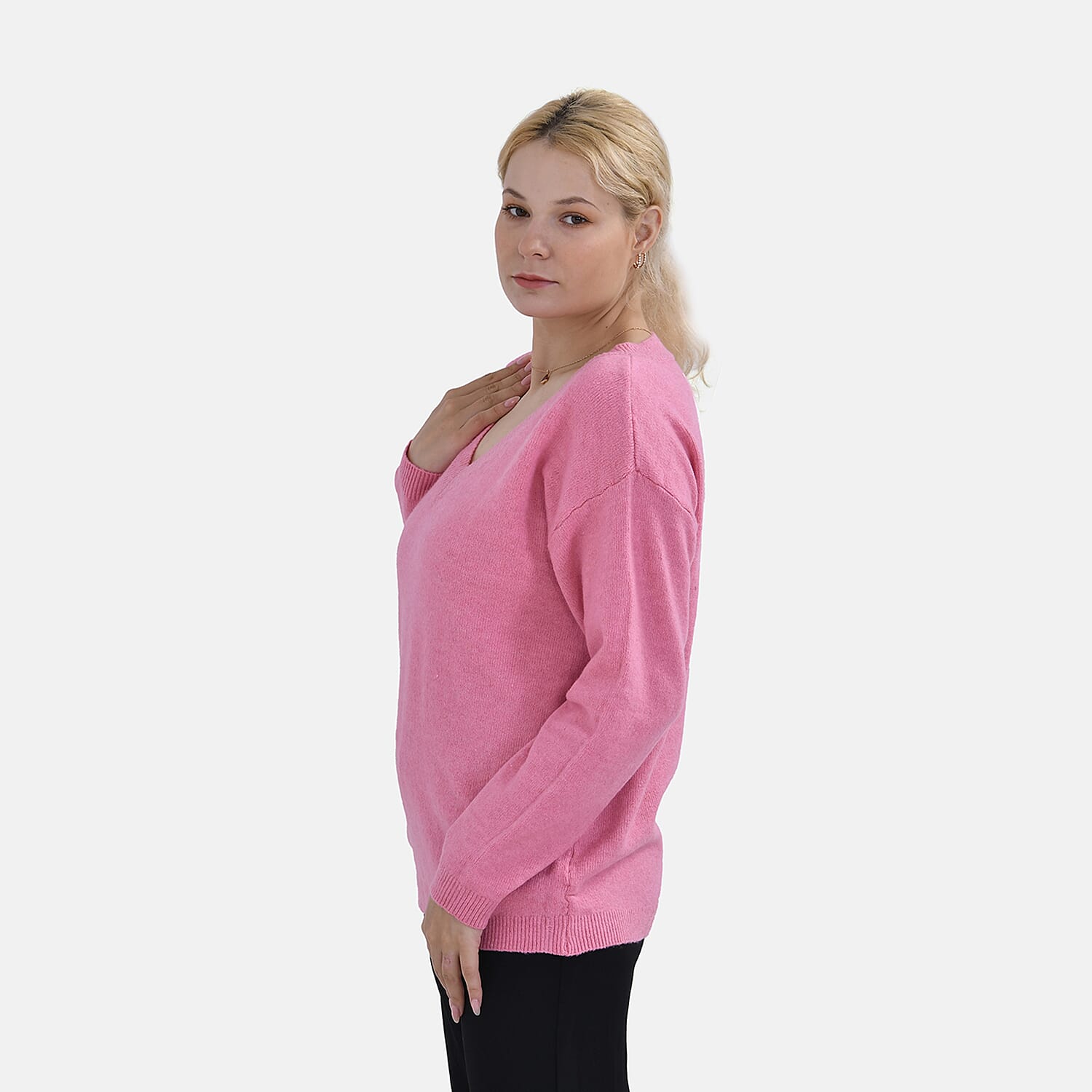 La Marey V-Neck Super Soft Jumper (Size S - 8  to 10) - Pink