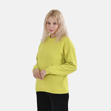 La Marey Round Neck Super Soft Jumper (Size M) - Chartreuse