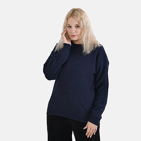 LA MAREY Round Neck Super Soft Jumper (Size S) - Dark Blue