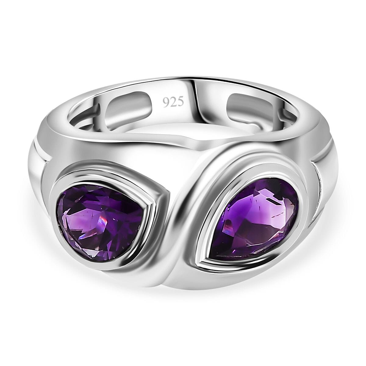 Moroccan Amethyst Ring in Platinum Overlay Sterling Silver 2.20 Ct.