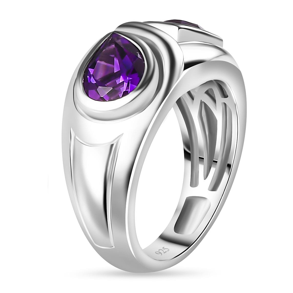 Moroccan Amethyst Ring in Platinum Overlay Sterling Silver 2.20 Ct.